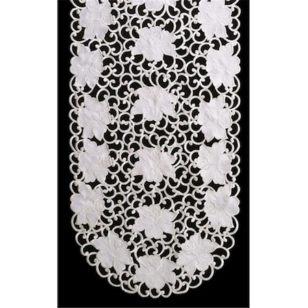 Sinobrite Sinobrite H7292 Cream Rose Round Doily; 24 in. H7292(024)